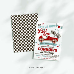 Race Car First Birthday Invitation, Fast One Editable Template (Digital Download)