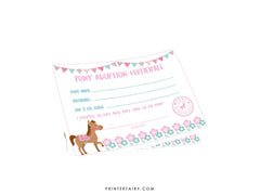 Pony Birthday Party Printables, Horse Adoption Certificate (Instant Download)