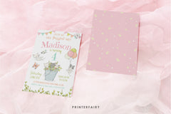 Kitty Cat Garden Birthday Invitation, Editable Printable