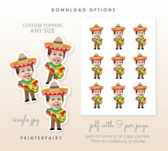 Personalized Fiesta Cupcake Toppers, Baby Muchacho 1st Birthday (Digital)