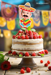 Personalized Fiesta Birthday Cupcake Toppers, Mexican Party Decor (Digital)
