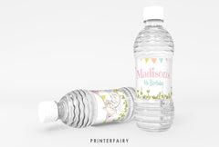 Kitten Garden Birthday Party Water Bottle Label, Editable (Digital)