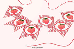 Strawberry Birthday Banner, Editable Party Decor (Instant Download)