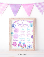 Ice Skating Birthday Board, Winter Wonderland Decor (Printable, Instant Download)
