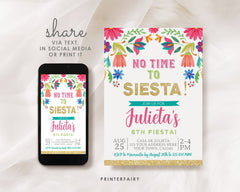 Mexican Floral Fiesta Birthday Invitation, Editable Party Invite (Digital Item)