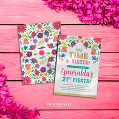 Mexican Floral Fiesta 21st Birthday Invitation (Editable Digital Item)