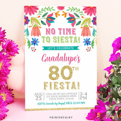 Adult Fiesta Invitation, Mexican Floral Birthday Invite, Editable (Digital Download)