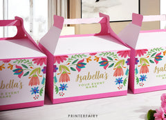 Mexican Fiesta Gable Box Label, Floral Party Decoration (Editable Digital Item)