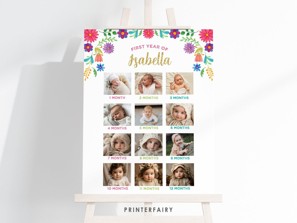 Editable Mexican Fiesta First Birthday Photo Board (Digital Download)