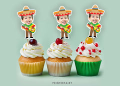 Personalized Fiesta Cupcake Toppers, Baby Muchacho 1st Birthday (Digital)