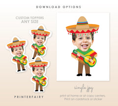Personalized Fiesta Cupcake Toppers, Baby Muchacho 1st Birthday (Digital)