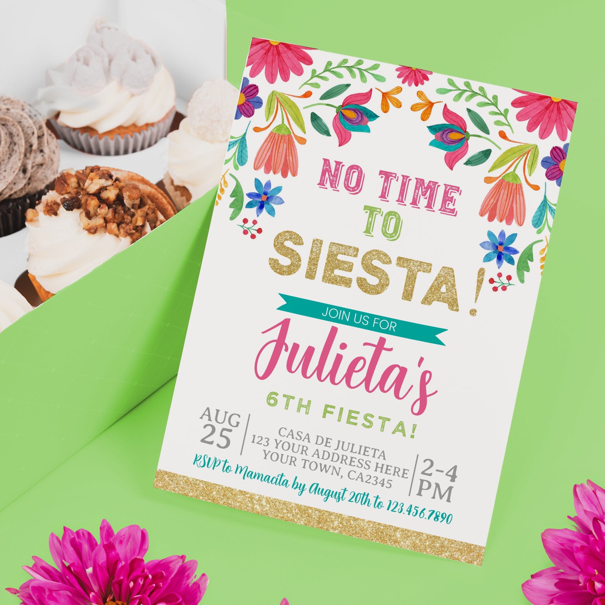 Mexican Floral Fiesta Birthday Invitation, Editable Party Invite (Digital Item)