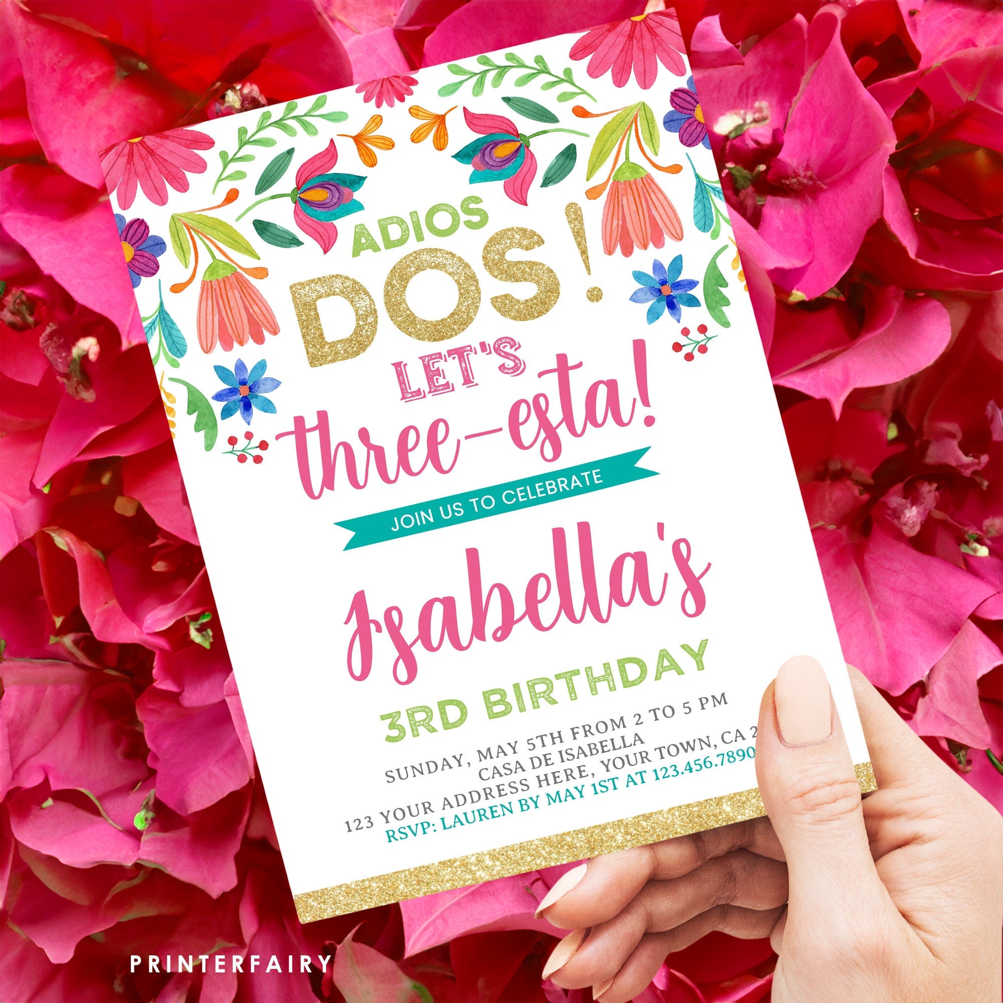 Cinco de Mayo 3RD Birthday Invitation Editable Template, edit for any age, Instant Download