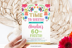 Mexican Floral Fiesta Birthday Invitation, Editable Template (Digital)