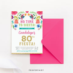 Adult Fiesta Invitation, Mexican Floral Birthday Invite, Editable (Digital Download)