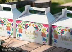 Mexican Fiesta Gable Box Label, Floral Party Decoration (Editable Digital Item)