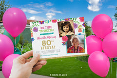 Mexican Floral Fiesta Birthday Invitation with Photo (Editable Digital Item)