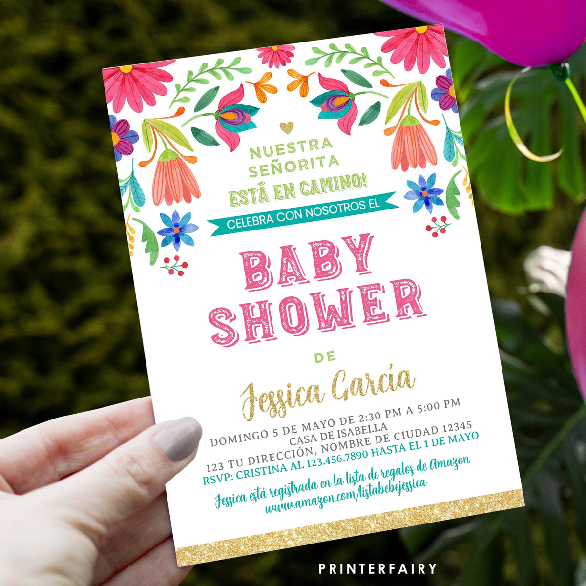 Floral Fiesta Baby Shower Invitation, Editable Mexican Invite (Digital Download)