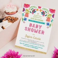 Mexican Fiesta Baby Shower Invitation in SPANISH EDITABLE TEMPLATE, Instant Download