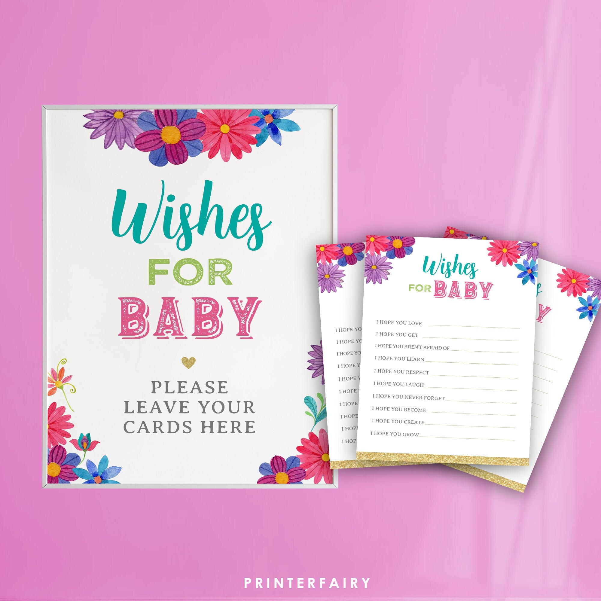 Mexican Fiesta Baby Shower Activities Wishes For Baby Sign and Card Templates, Instant Download
