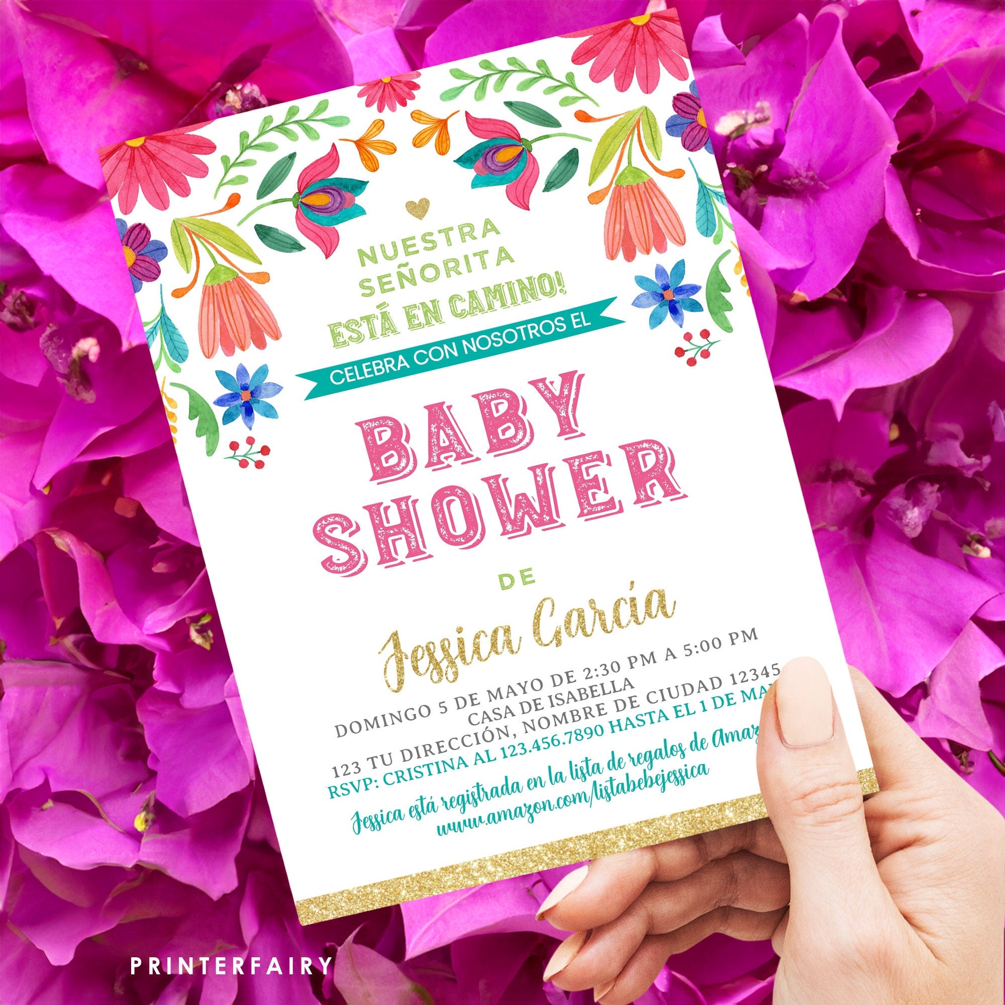 Floral Fiesta Baby Shower Invitation, Editable Mexican Invite (Digital Download)