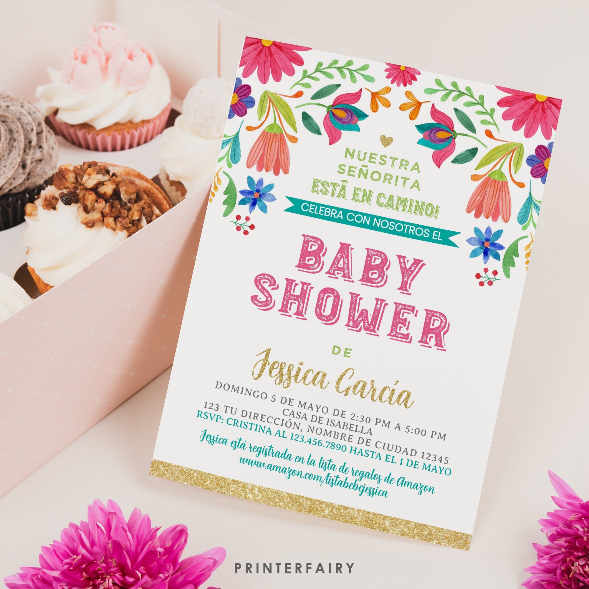 Floral Fiesta Baby Shower Invitation, Editable Mexican Invite (Digital Download)