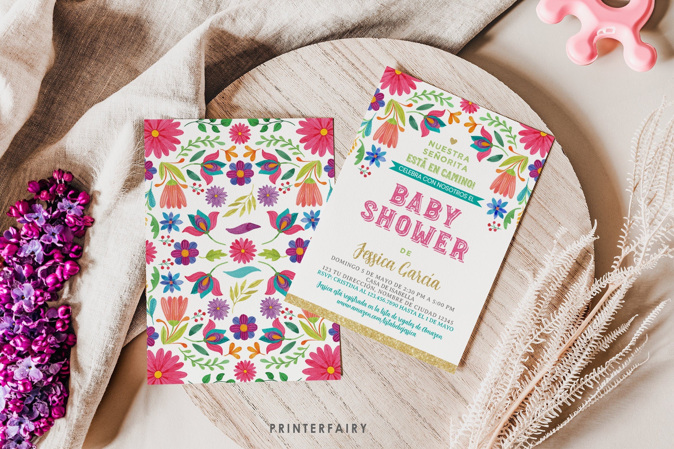 Floral Fiesta Baby Shower Invitation, Editable Mexican Invite (Digital Download)