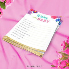 Mexican Fiesta Baby Shower Activities Wishes For Baby Sign and Card Templates, Instant Download