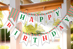 Italian Birthday Party Banner, Editable Pizza Theme (Digital Download)