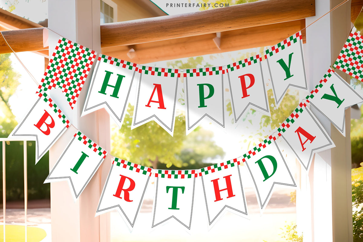 Italian Birthday Party Banner, Editable Pizza Theme (Digital Download)