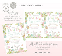 Editable Easter Egg Hunt Invitation, Bunny Party Invite (Instant Download)