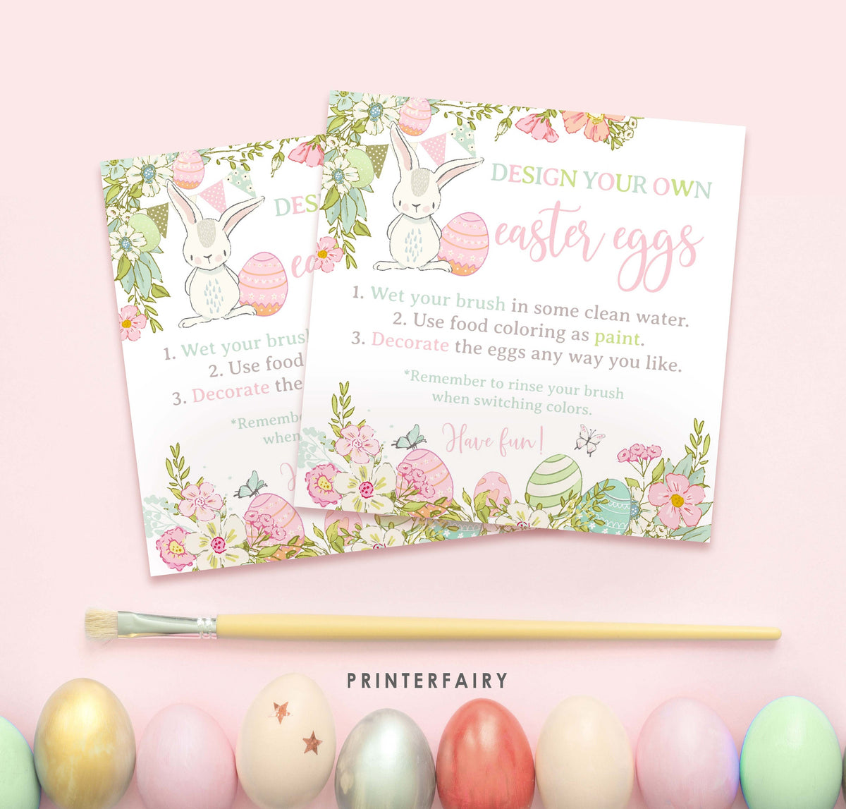 Paint Your Own Easter Egg Cards, Easter Party Game (Instant Download)