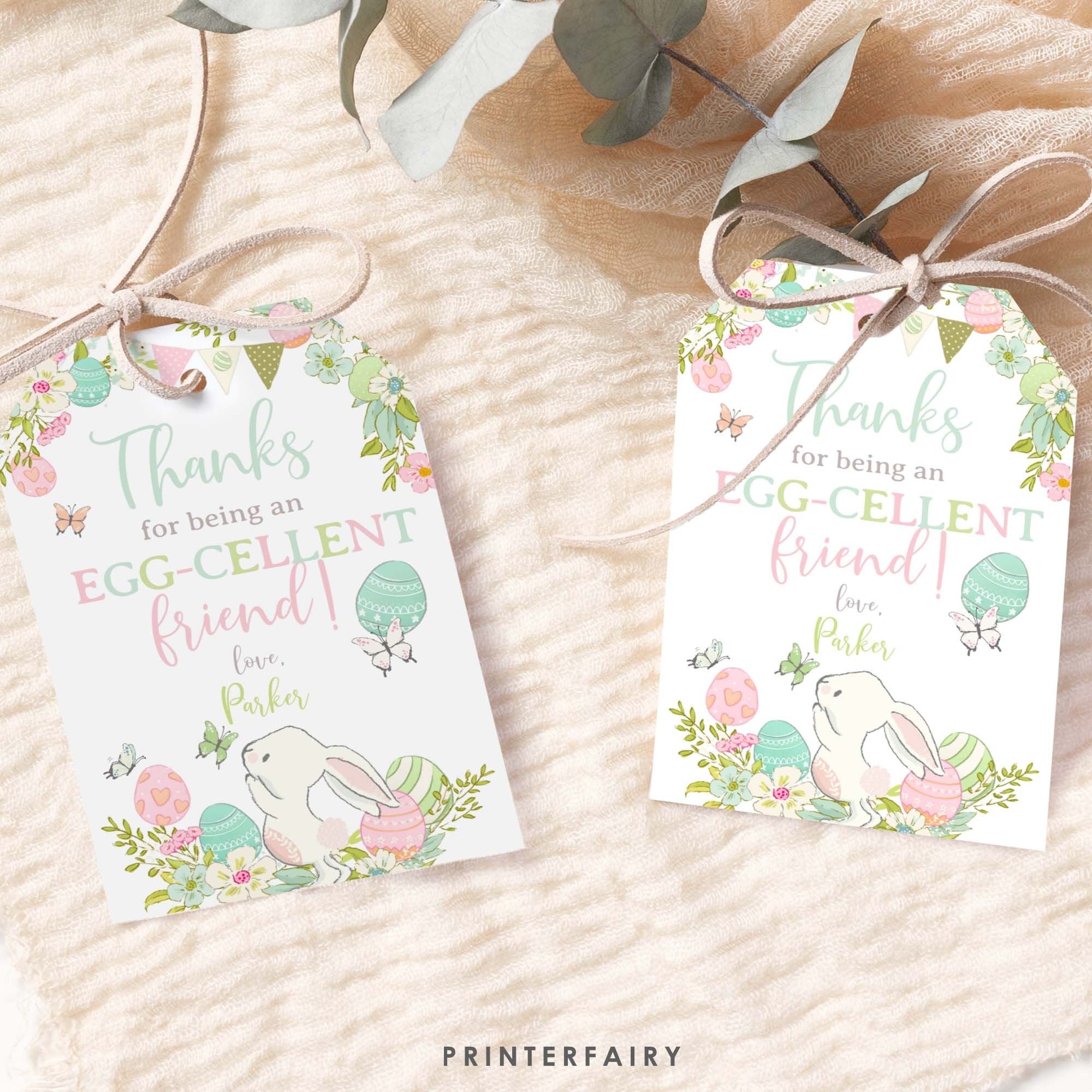 Editable Easter Gift Tag Template, Bunny Printable (Instant Download)