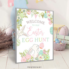 Easter Egg Hunt Welcome Sign Editable Template, Instant Download