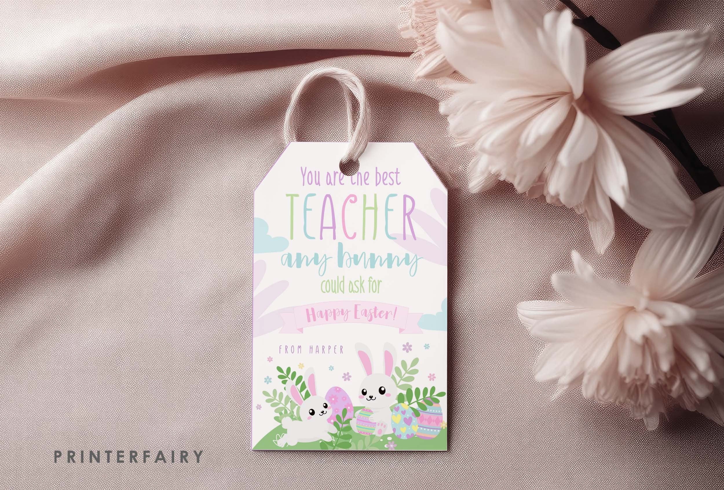 Easter Teacher Gift Tag, Printable Appreciation Favor (Digital Download)