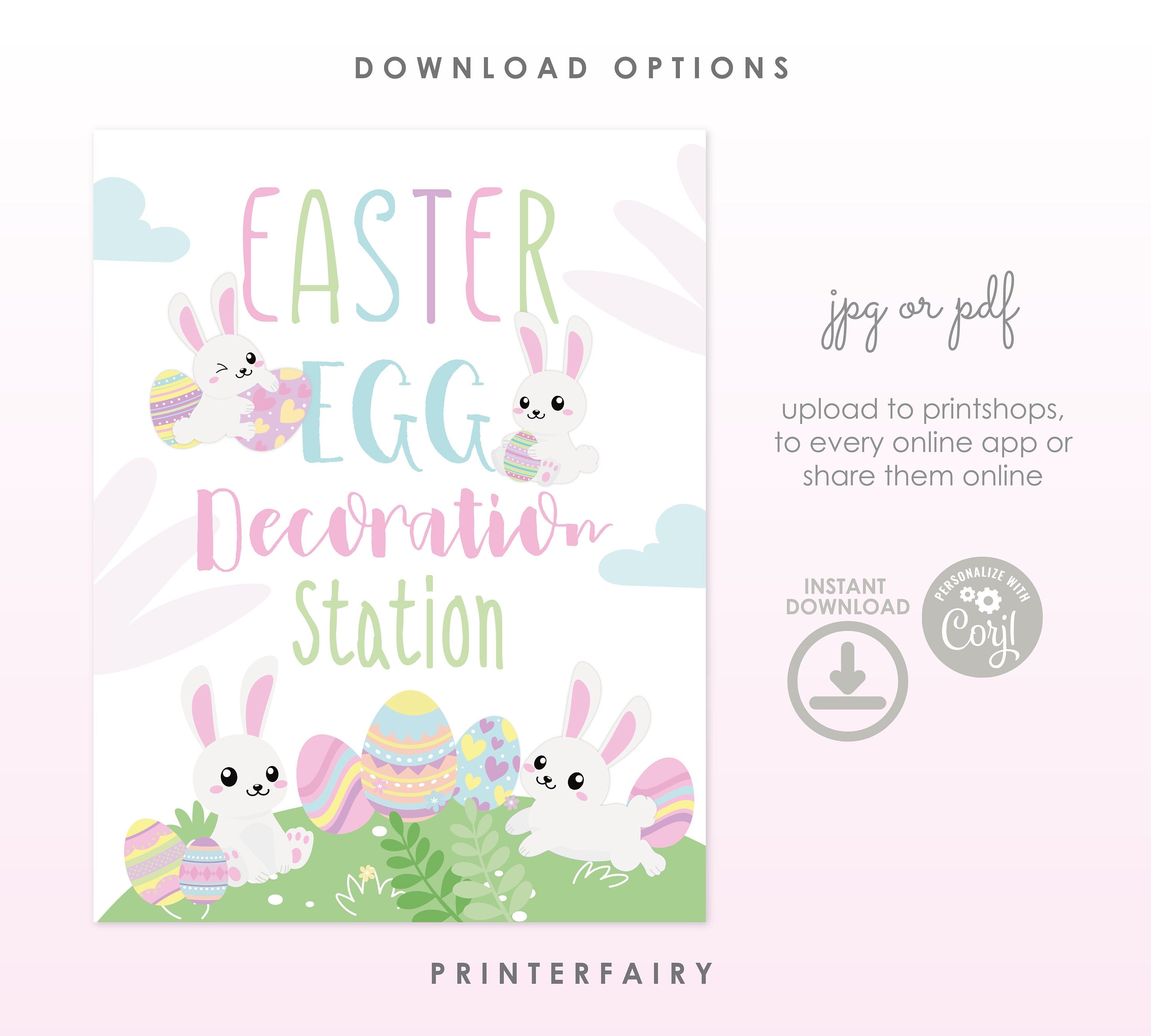 Easter Egg Decoration Party Printable Bundle (Instant Download)