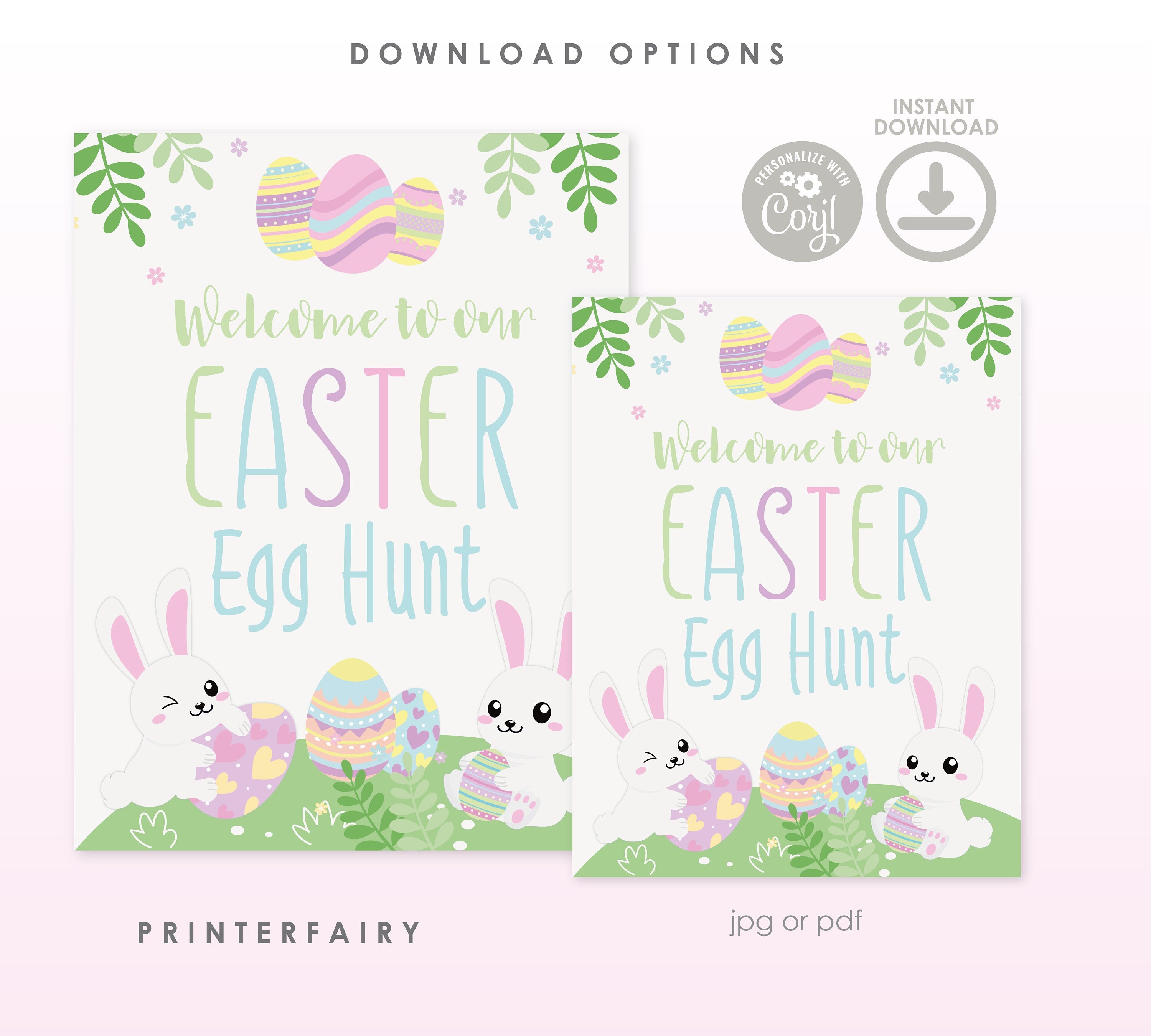 Editable Easter Egg Hunt Welcome Sign, Printable Arrow (Digital Download)