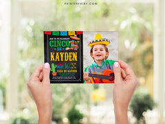 Fiesta Birthday Invitation with Photo, Cinco de Mayo, EDIT YOURSELF (Digital Invite)