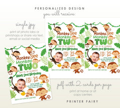Monkey Photo Birthday Invitation, Jungle Party Invite (Digital Invitation)