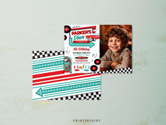 Retro Diner Birthday Invitation with Photo, Editable 1950s Party (Digital Item)