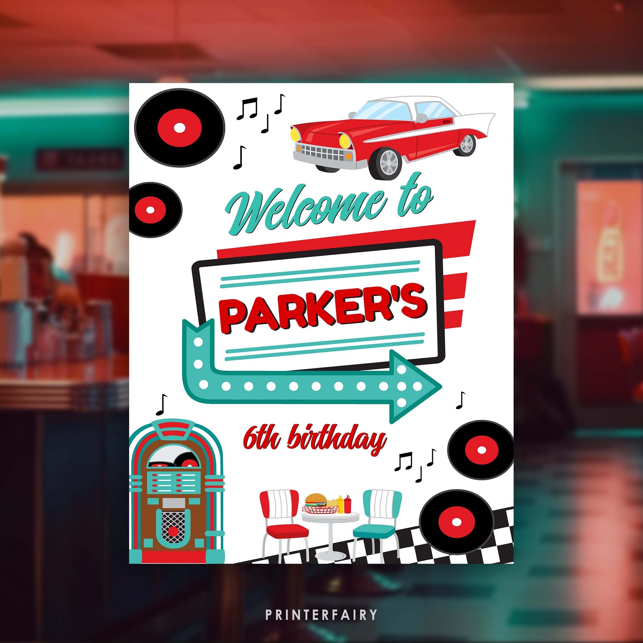 Diner Welcome Sign Editable Template, INSTANT DOWNLOAD