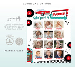 Diner Birthday Photo Sign, First Year Milestone Board (Digital Download)