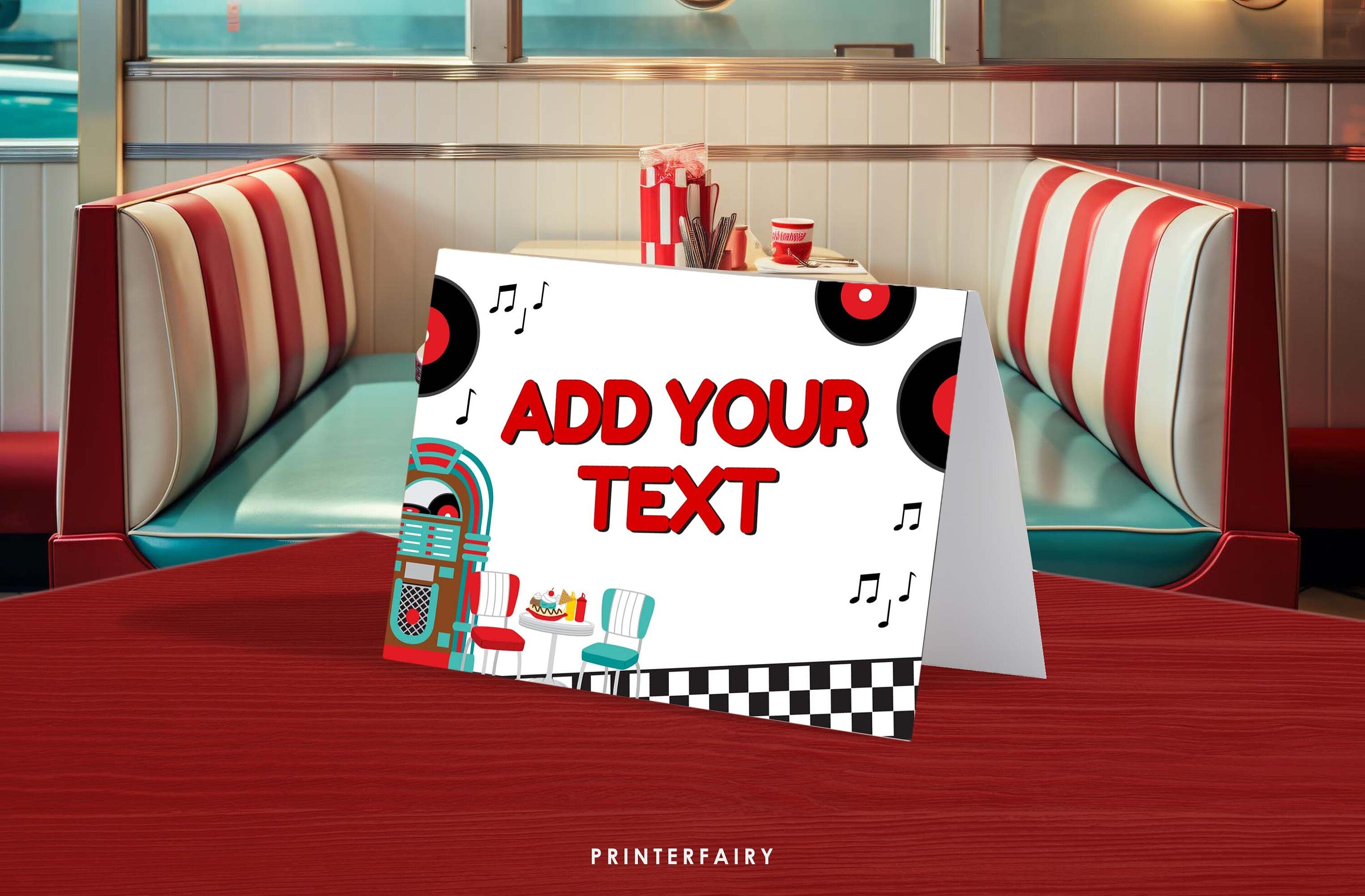 Diner Food Signs Editable Place Cards Template, INSTANT DOWNLOAD