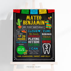 Fiesta Birthday Milestones Board EDITABLE Template, Instant Download