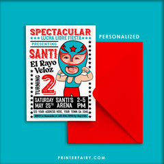 Personalized Lucha Libre Birthday Invitation with Photo (Digital)