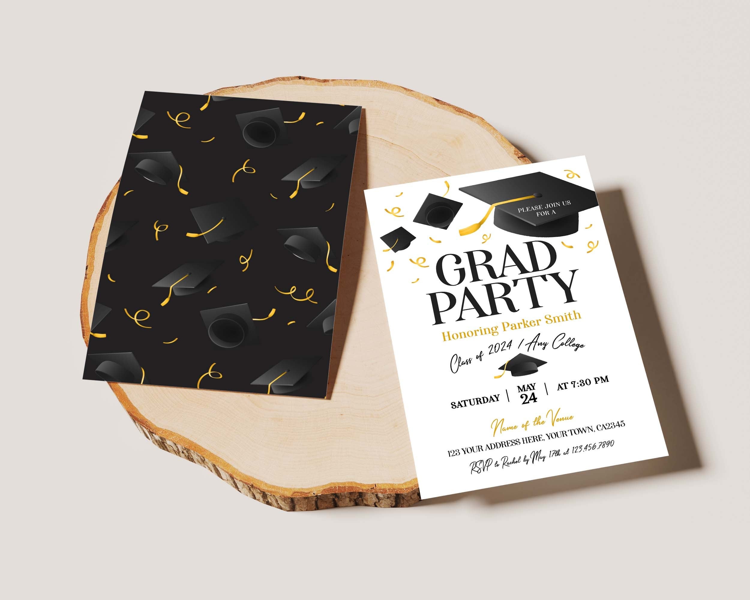 Graduation Party Invitation, Editable Template, College Grad Invite (Digital Download)