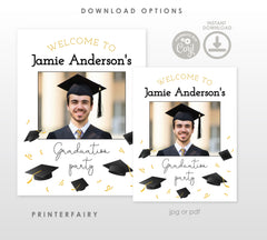 Graduation Party Welcome Sign with Photo Editable Template, Instant Download