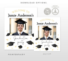 Graduation Party Welcome Sign with Photo Editable Template, Instant Download