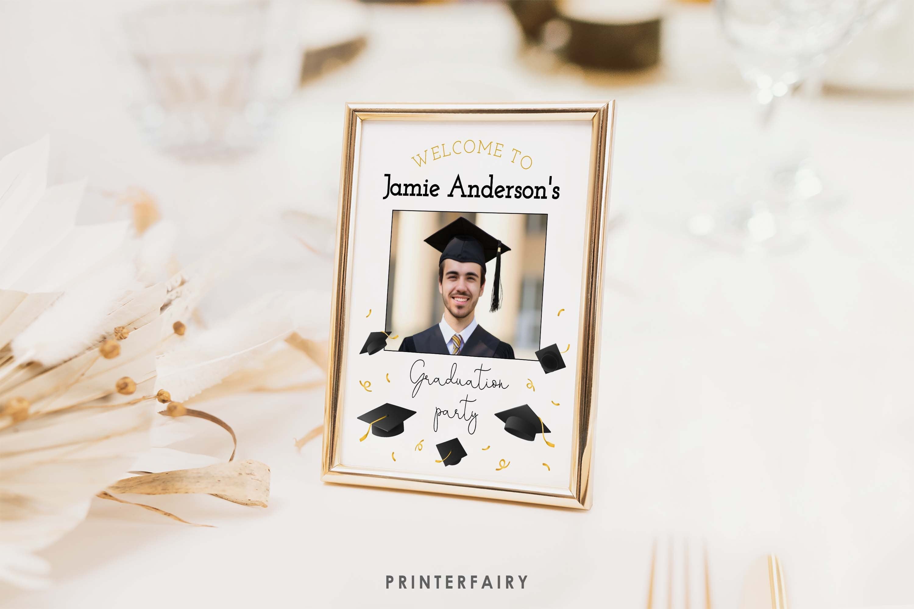 Graduation Party Welcome Sign with Photo Editable Template, Instant Download