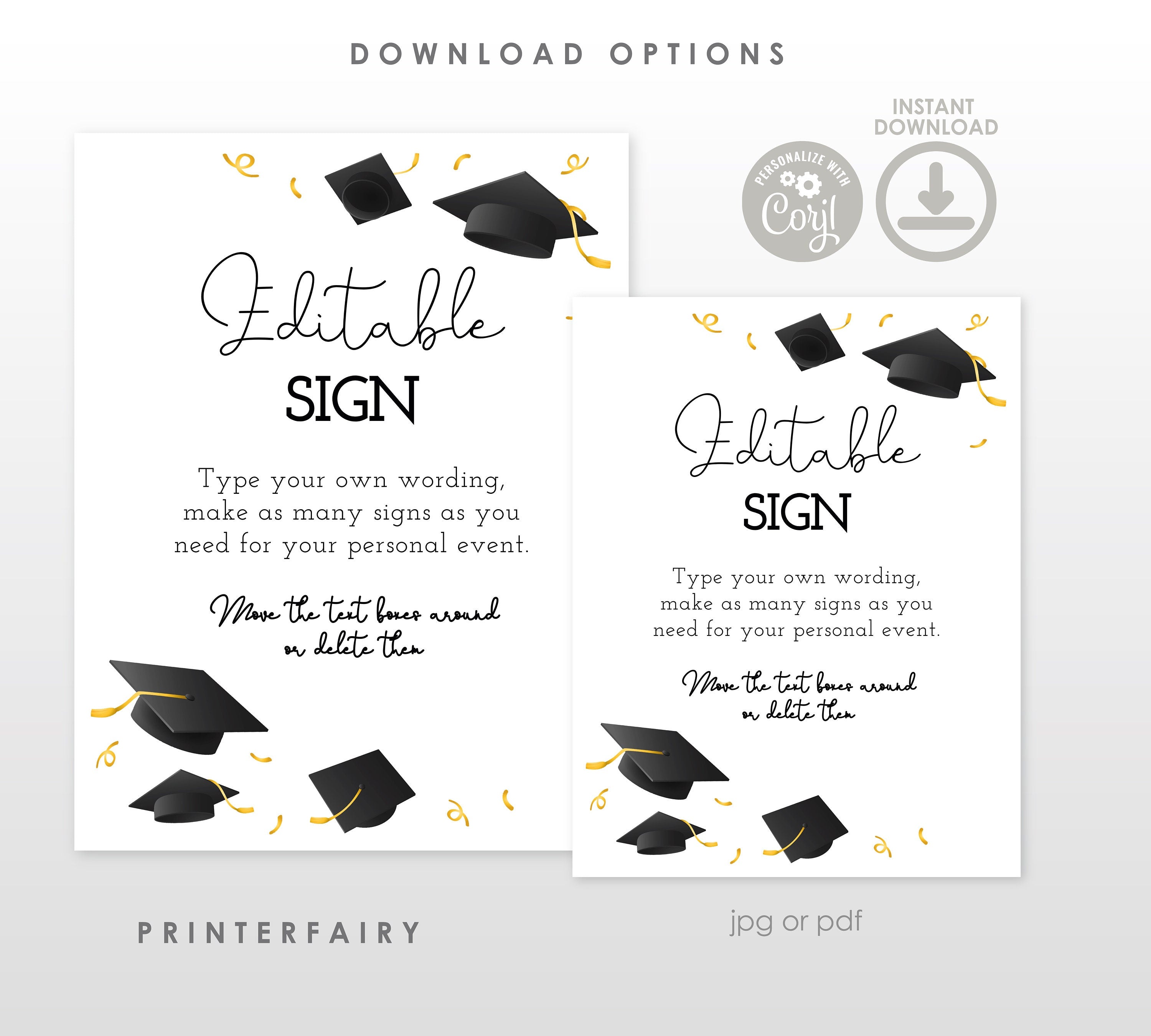 Editable Graduation Party Sign, College Grad Decor (Instant Download)